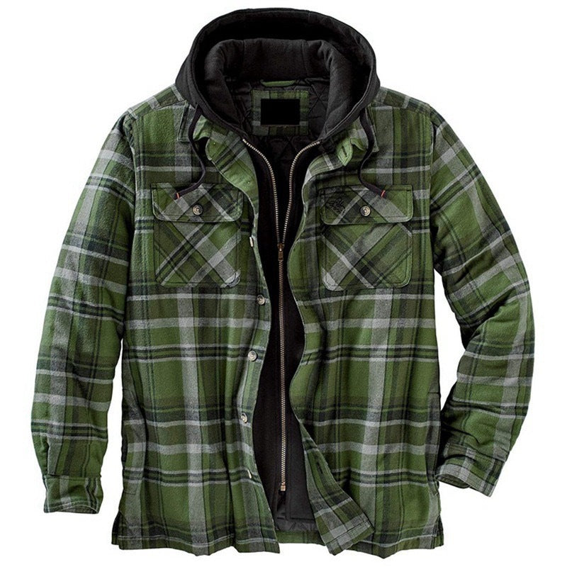 Men's hooded jacket, checkered, lined