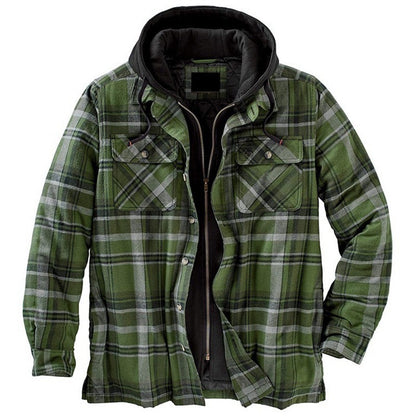 Men's hooded jacket, checkered, lined