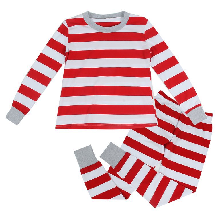 Family Pajama Set, striped, Christmas-themed