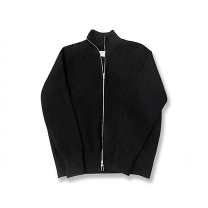 Unisex knitted jacket with roll neck and double zipper