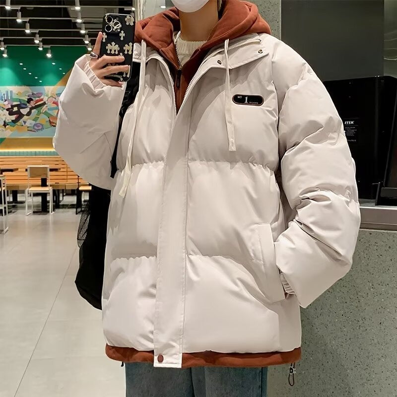 Men's winter jacket, hood, padded, loose fit