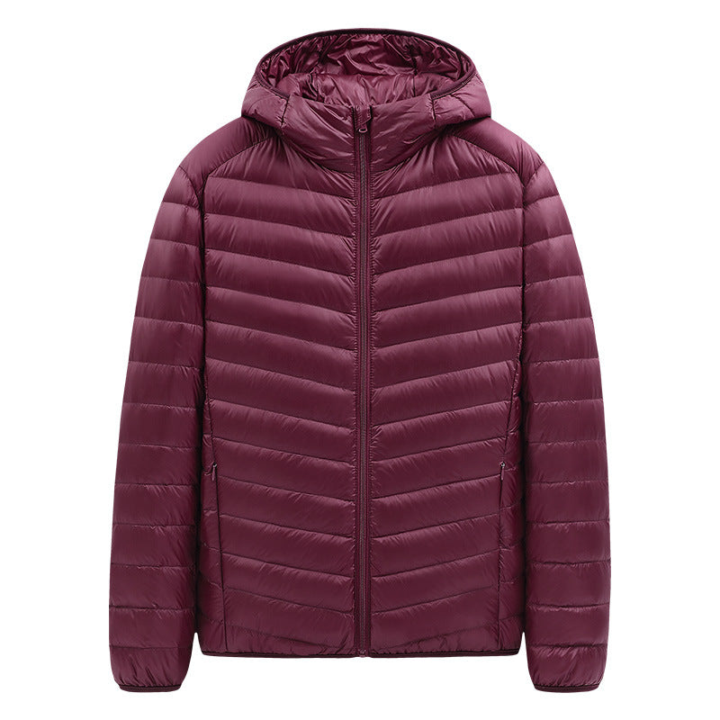 Light men's down jacket with stand-up collar, 90% duck down