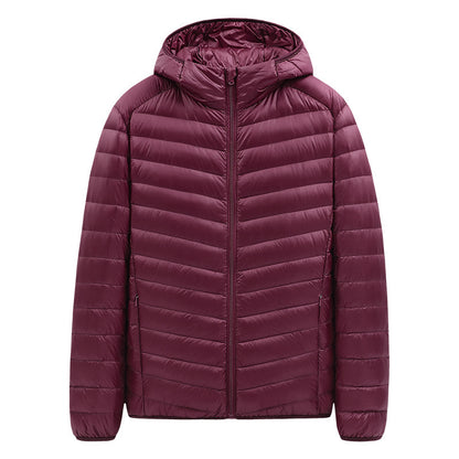 Light men's down jacket with stand-up collar, 90% duck down