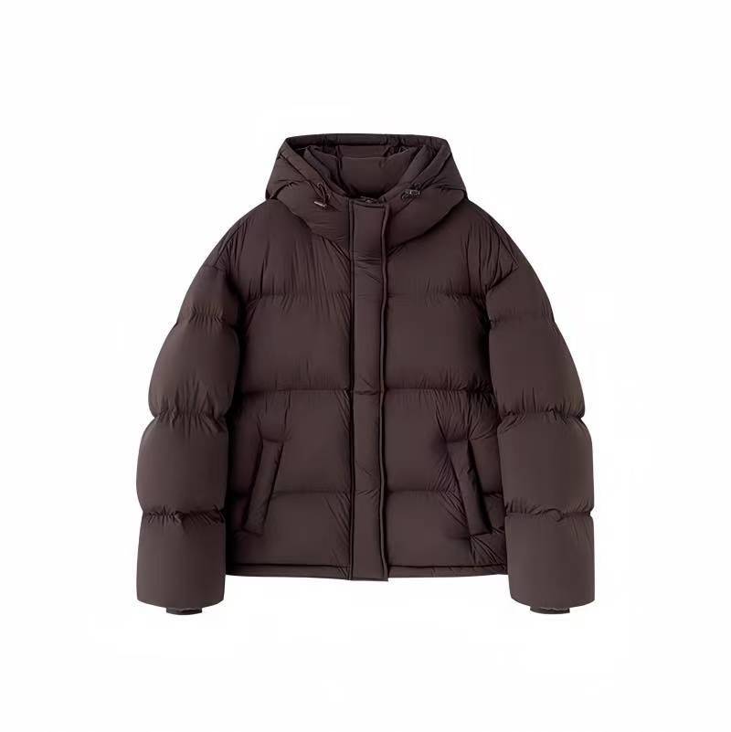 Short down jacket with hood for women