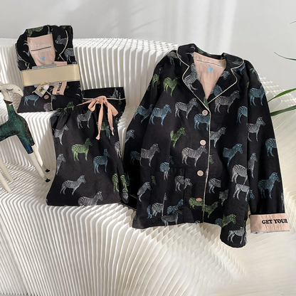 Women's pajamas, cotton, brushed on both sides, versatile