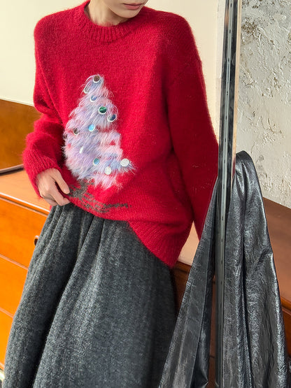 Ladies Christmas sweater, sequin design, soft