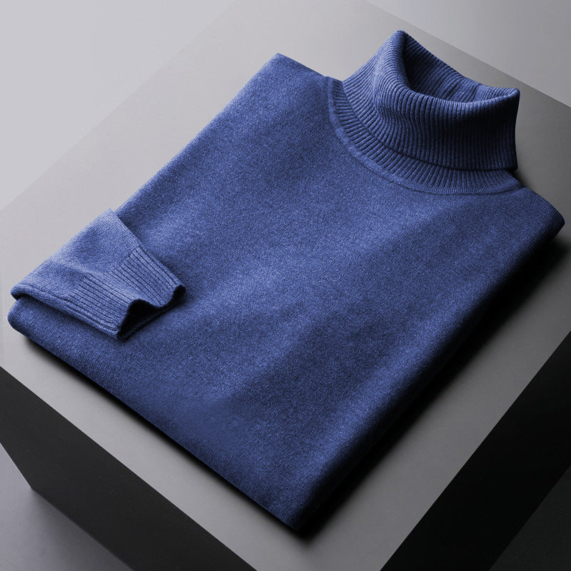 Padded men's knitted sweater with stand-up collar