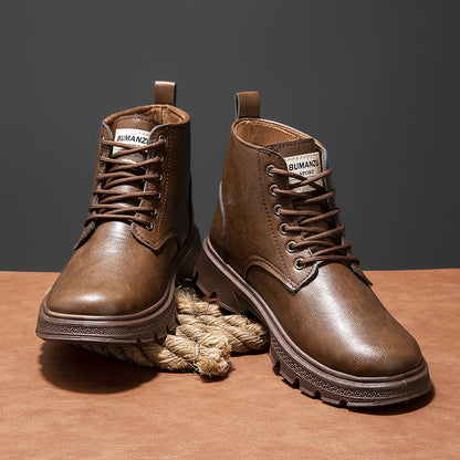 Men's ankle boots made of genuine cowhide leather, lined