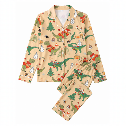 Women's Pajamas, Long Sleeve, with Cartoon Christmas Design