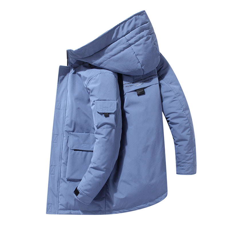 Padded men's down parka-style jacket
