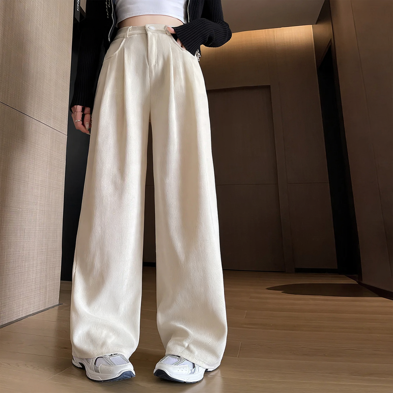 Women's corduroy pants, wide cut, lined