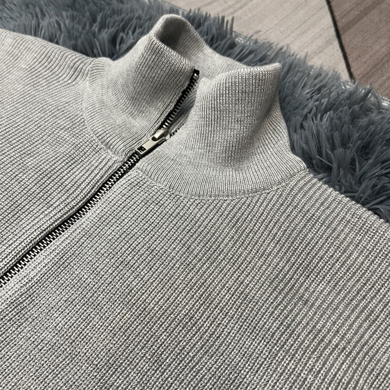 Unisex knitted jacket with roll neck and double zipper