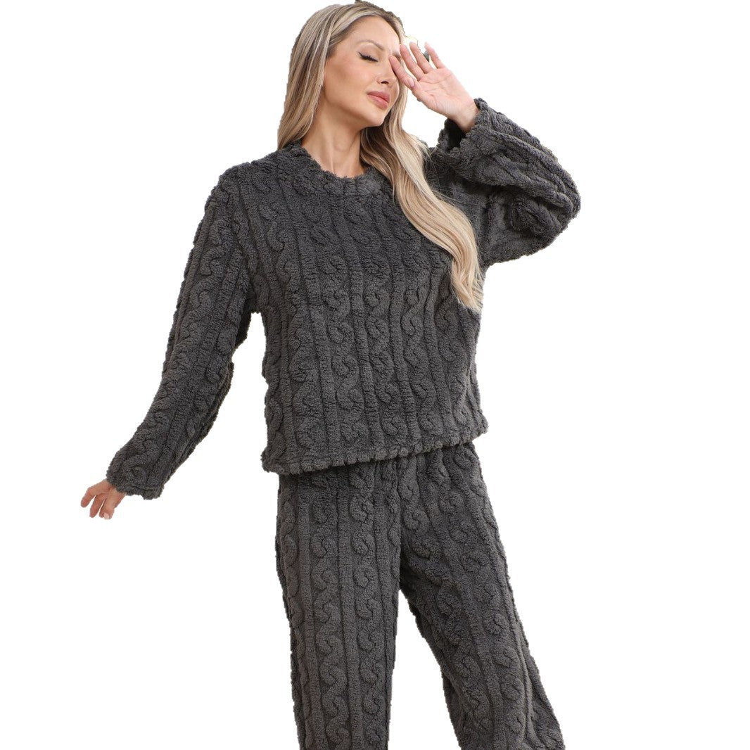 Women's flannel pajamas set, simple and modern