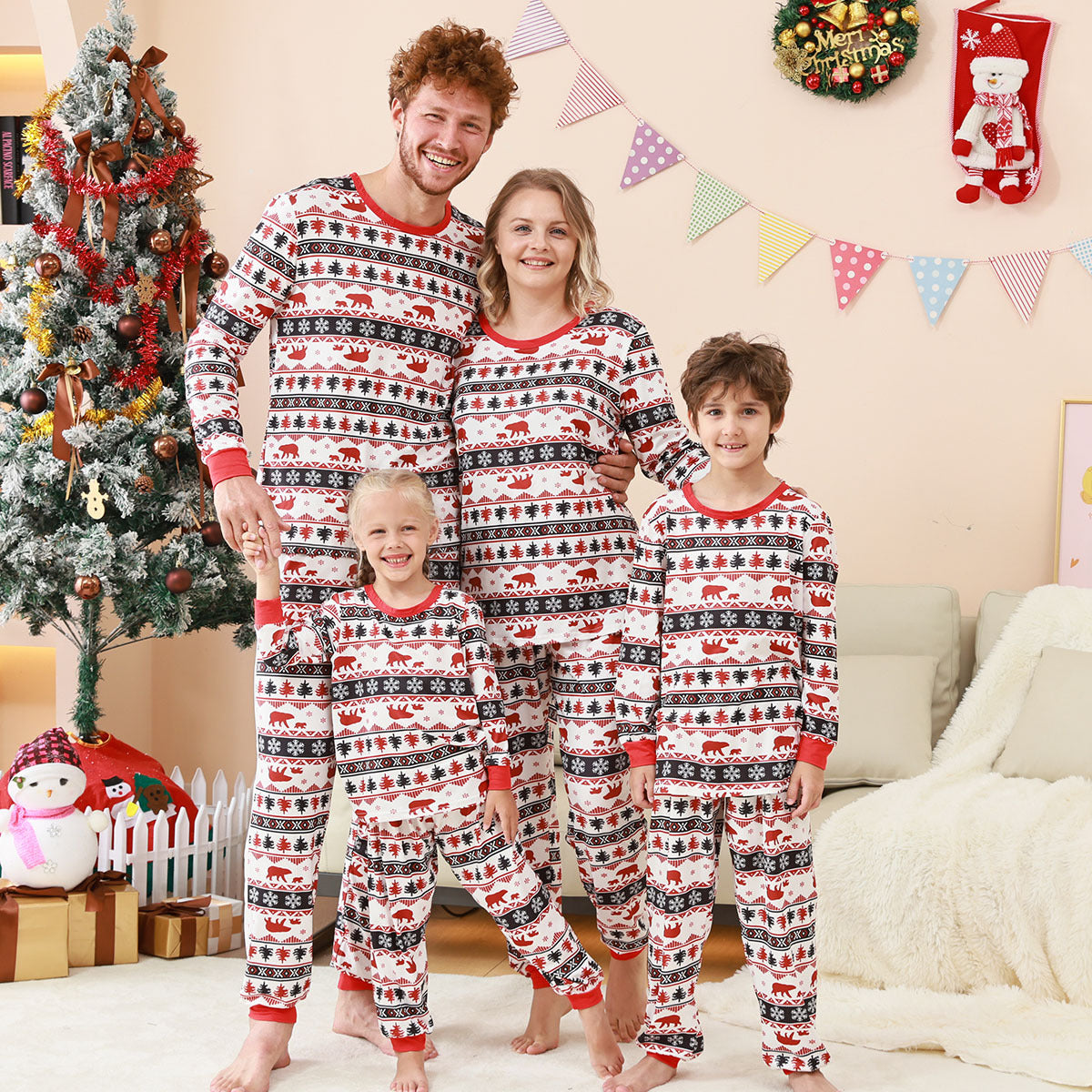 Family Pajama Set with Check Pattern