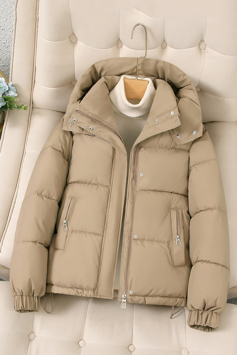 Women's quilted jacket, short, with hood, plus sizes