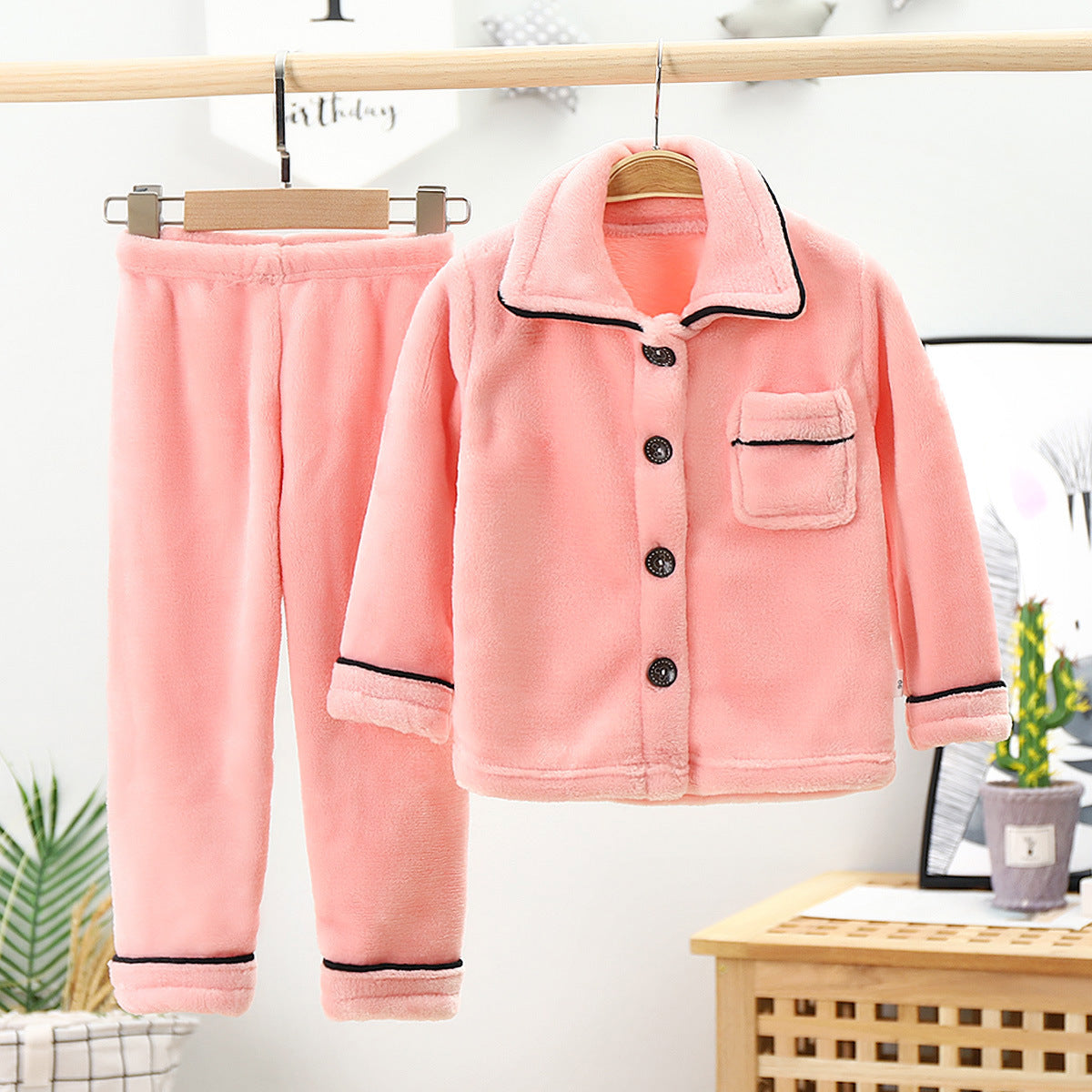 Children's flannel pajamas, warm and thick