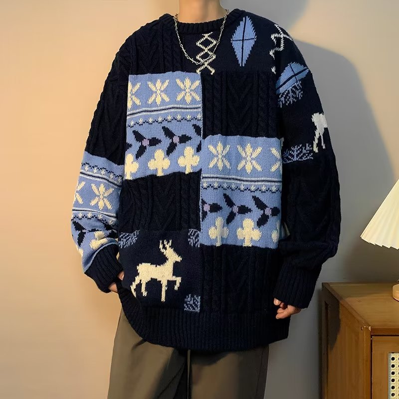Thick knit sweater in retro style