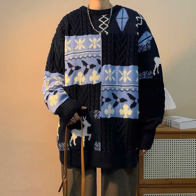 Thick knit sweater in retro style