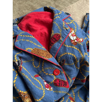 Ladies' house suit with cartoon print, long sleeve