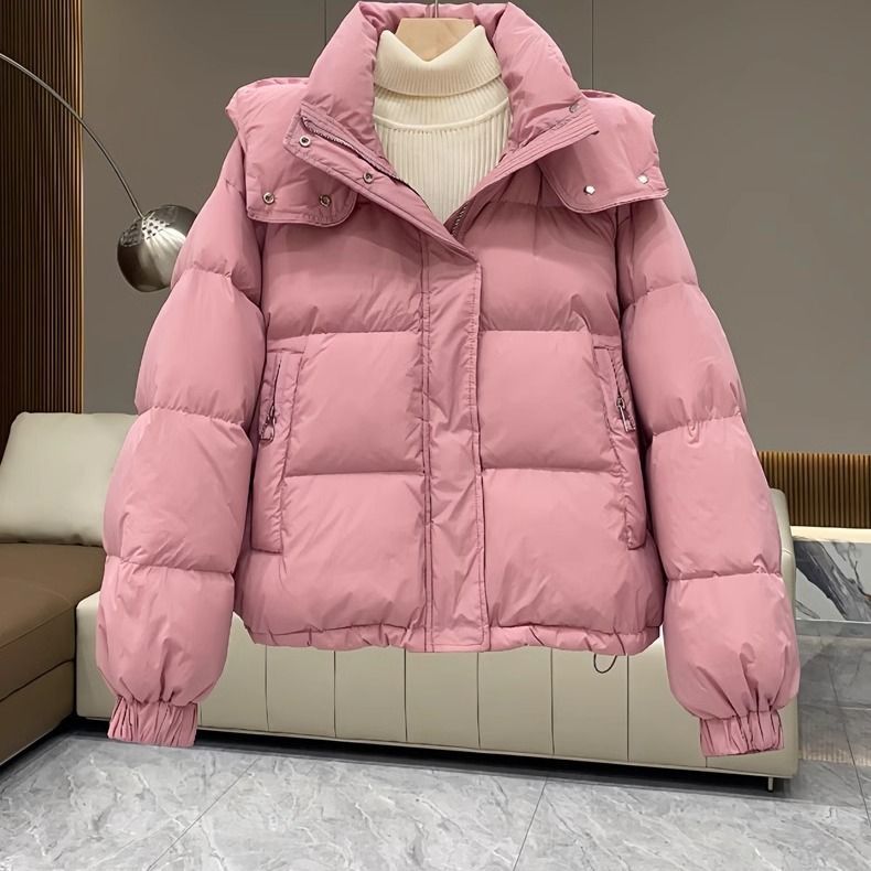 Women's quilted jacket, short, with hood, plus sizes