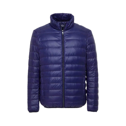 Simple men's down jacket with stand-up collar