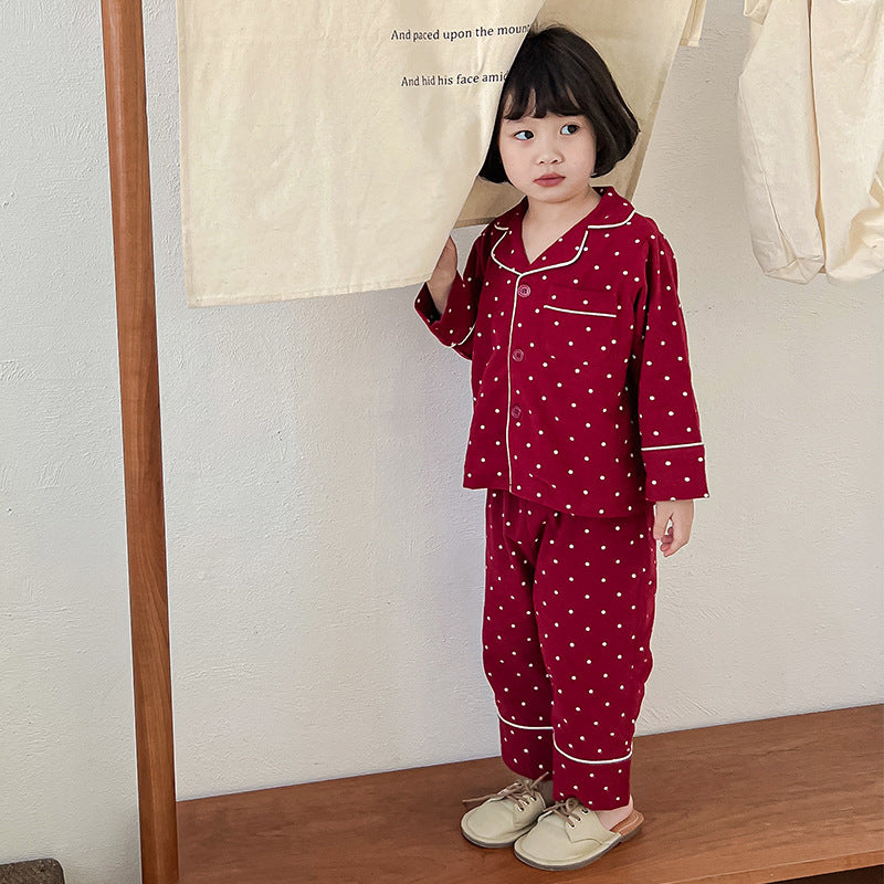 Kids' pajama set made of cotton with a check pattern