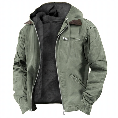 Men's hooded jacket, padded, with zipper pockets