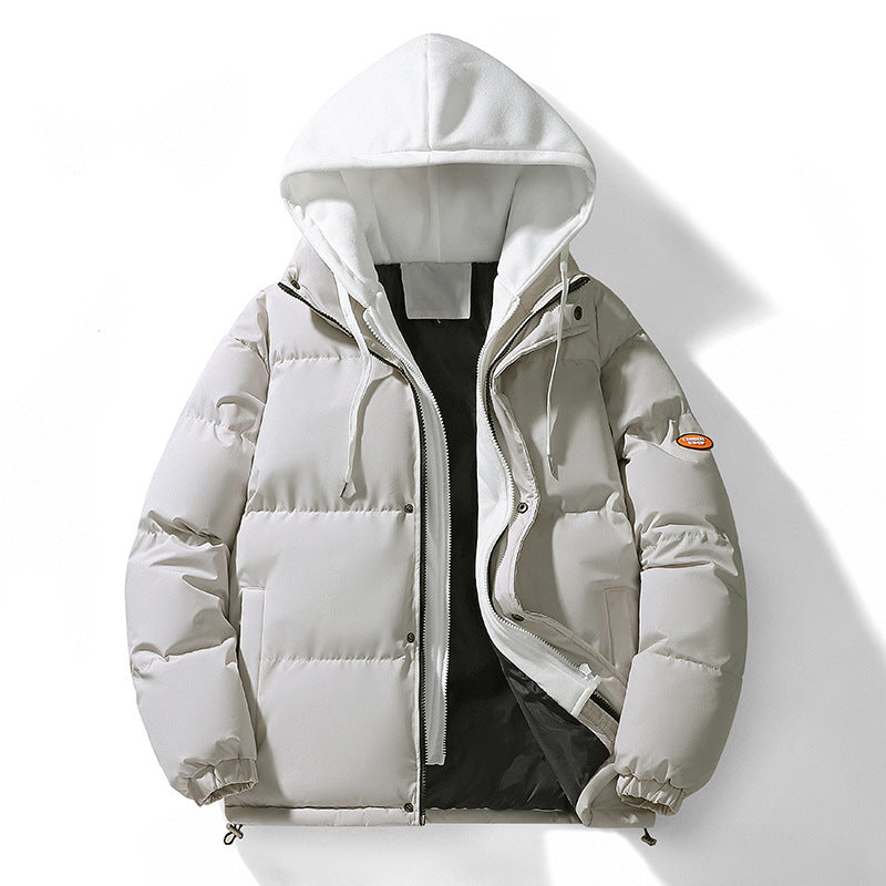 Padded hooded jacket for men, in layered look