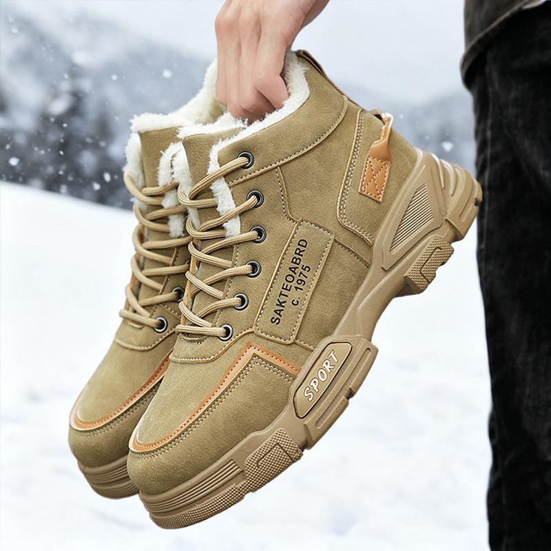 Padded men's winter boots, slip-resistant and warm