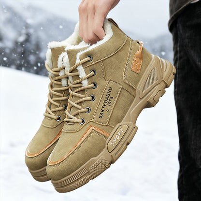 Padded men's winter boots, slip-resistant and warm