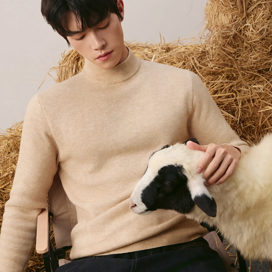 Men's turtleneck sweater made of wool, lined