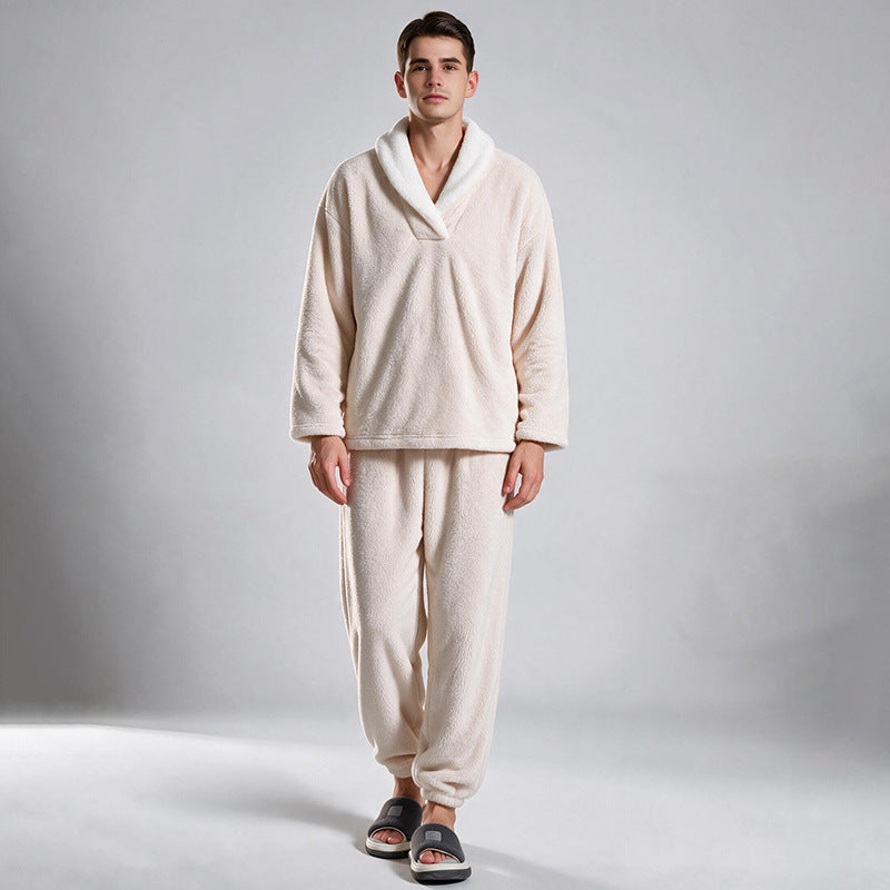Soft Plush Pajama Set for Couples, Long Sleeve, Winter
