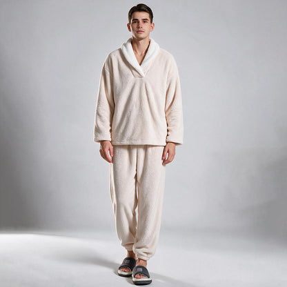 Soft Plush Pajama Set for Couples, Long Sleeve, Winter