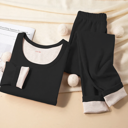 Padded thermal underwear set, round neck
