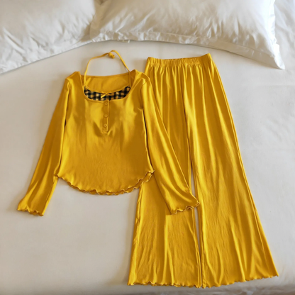 Women's Pajama Set, Long Sleeve, Cotton, with Chest Padding