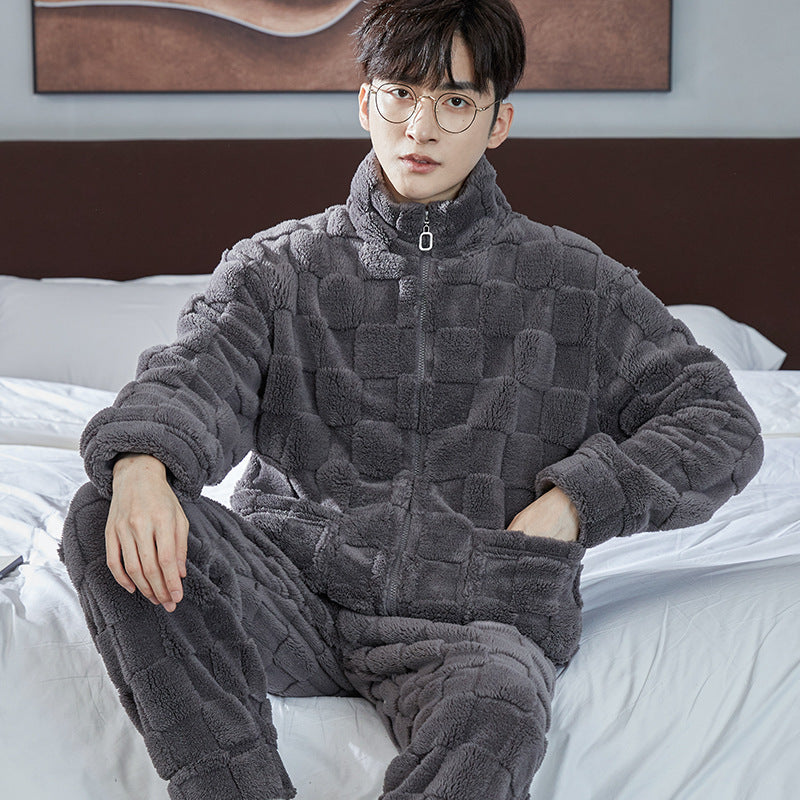 Padded men's house suit set made of coral fleece