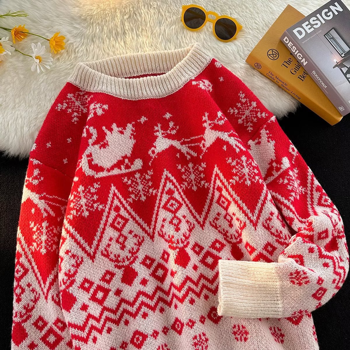 Men's knit sweater, loose fit, warming