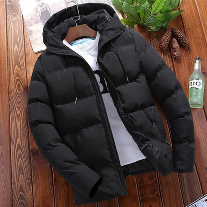 Padded men's winter jacket with hood