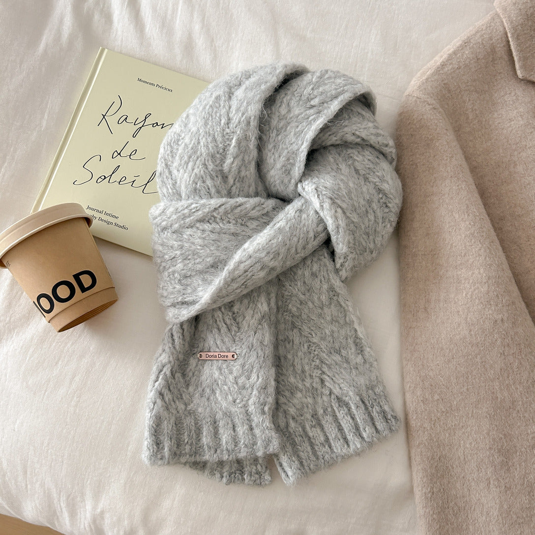 Alpaca wool blend scarf, knitted