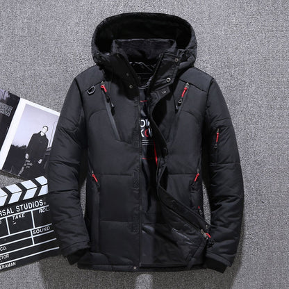 Warm men's down jacket, tailored