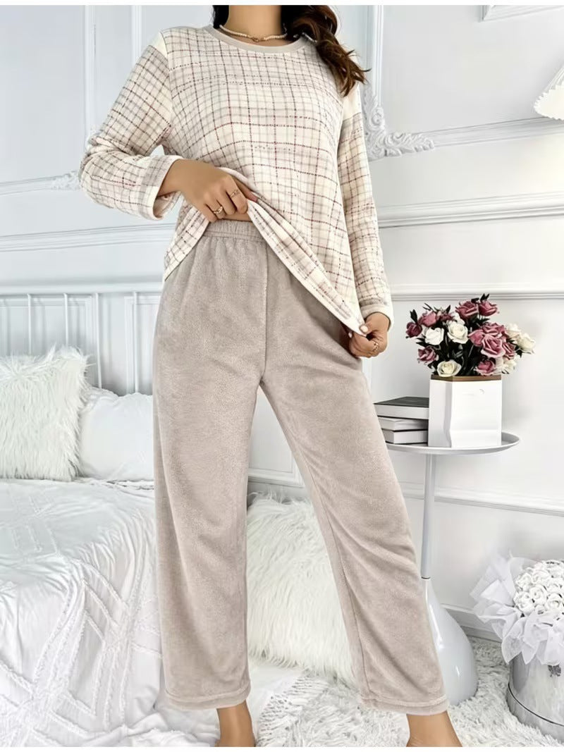 Christmas House Suit Set made of Flannel for Women