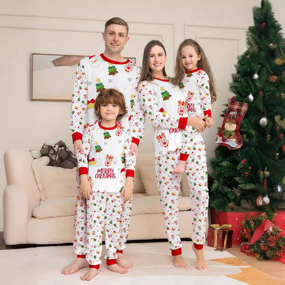 Christmas pajama set for families with Christmas tree motif