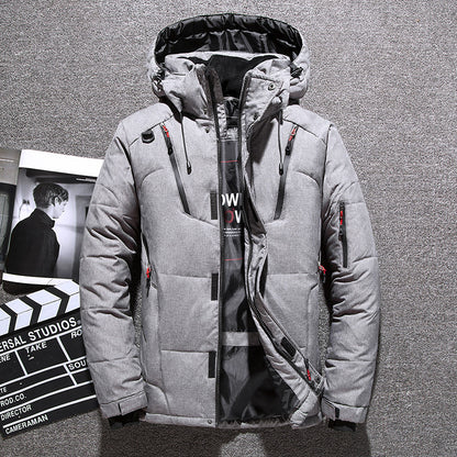 Warm men's down jacket, fitted