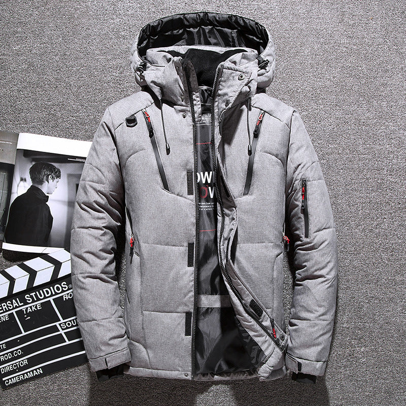 Warm men's down jacket, tailored