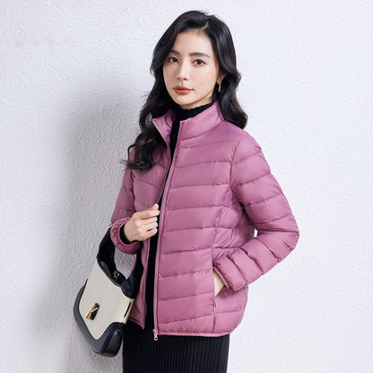 Light down jacket with hood for women
