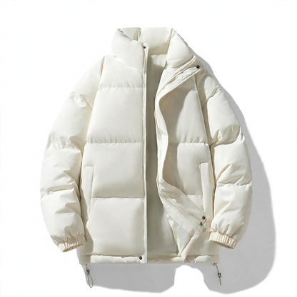 Unisex quilted jacket, stand-up collar, padded, solid color
