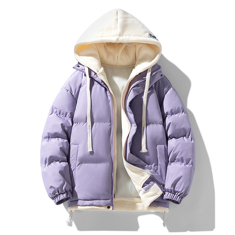 Padded men's winter jacket, hood, loose fit