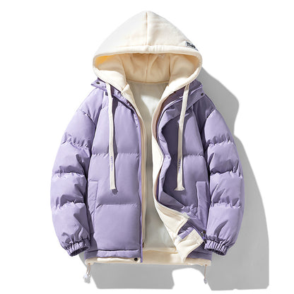 Padded men's winter jacket, hood, loose fit