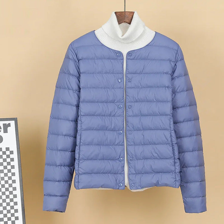 Lightweight, short down jacket as a base layer