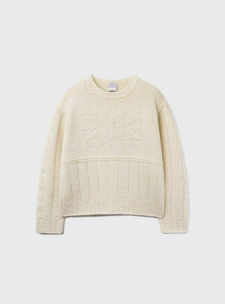 Korean knit sweater with snowflake pattern